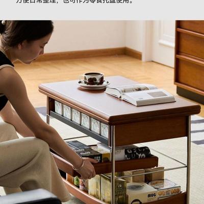 实木茶几可客以移动折叠滑轮小推车OPH两用发万向轮厅沙边桌带轮