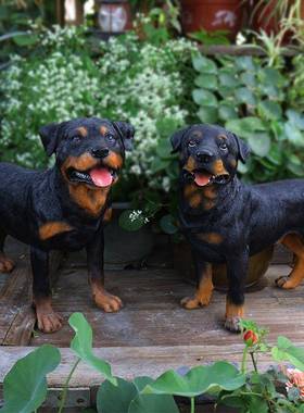 外庭院饰狗TB666150塑摆件花园看家落地大型罗威纳室装犬模型雕树