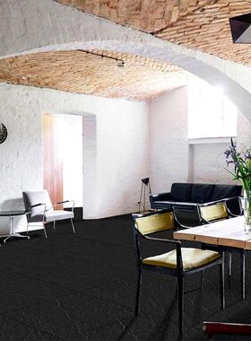 白色天脉瓷砖600x12黑色板岩0岩板0凹凸质感黑色岩地砖客厅砖饭壁