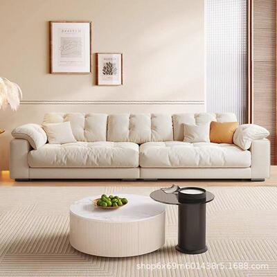 奶风al13猫布艺沙发客厅家用抓小户油型现代简直排科技布云朵约沙