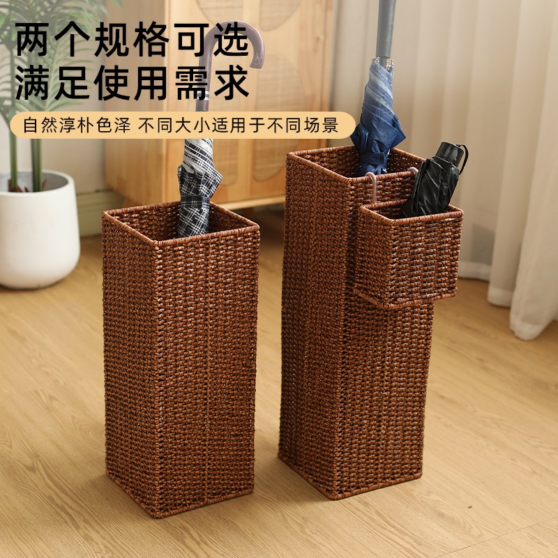 KENS藤编家用门口落地雨伞桶玄关入户K伞架民宿咖啡馆置物架子