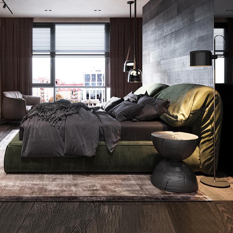 意式baxter床大象耳朵科技布床轻奢现代简约双人软包主卧大床