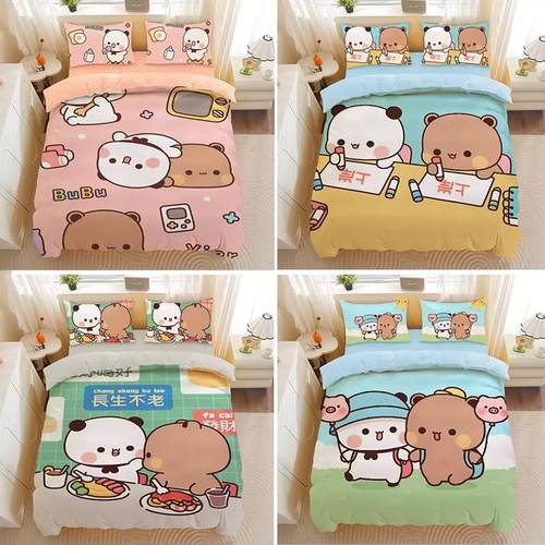 一二布布四件套夏季情侣可爱粉色被套卡通学生宿舍床可定制.床.