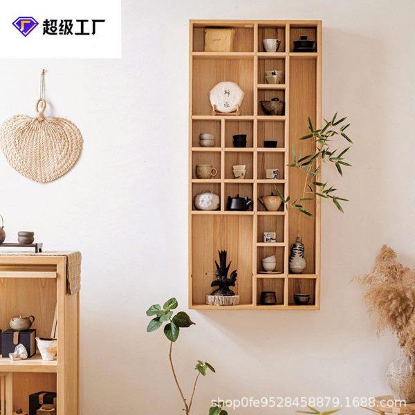 实木格子架壁挂收纳柜墙上置物架茶具展示架多阁创意博古架,收纳整理,阳台置物架,淘宝优惠券,粉丝福利购,淘宝优惠卷