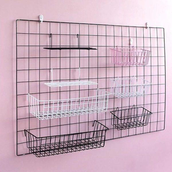 墙面置物架网托盘挂篮挂钩红铁艺网格收纳篮照片墙配件装饰品宿舍,收纳整理,化妆品收纳架,淘宝优惠券,粉丝福利购,淘宝优惠卷