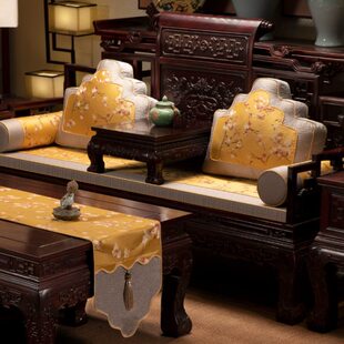 新中式罗汉床垫子沙发坐垫刺绣防滑沙发垫家用海绵乳胶垫加厚定制