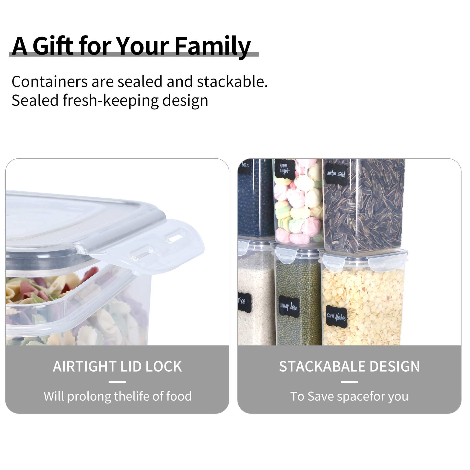 透明塑料密封罐24件套厨房香料食品坚果储物罐子五谷杂粮罐收纳盒