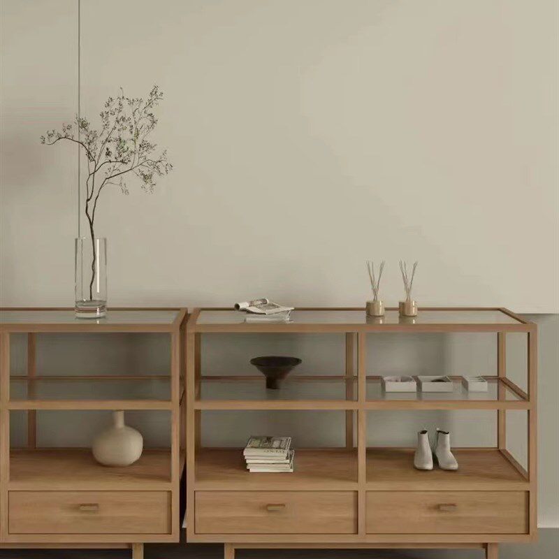 鸿昌木质玻璃展示柜饰品方格层柜珠宝玉器陈列柜中岛柜