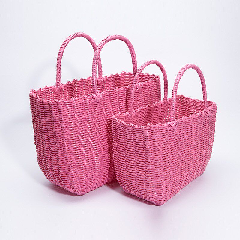 手工编织购物篮洗澡买菜篮子宠物水果野餐洗浴篮收纳手提塑料qiju
