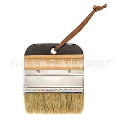爆款4寸扁刷榉木纯猪鬃家具油漆刷板刷蜡笔刷stencil brush