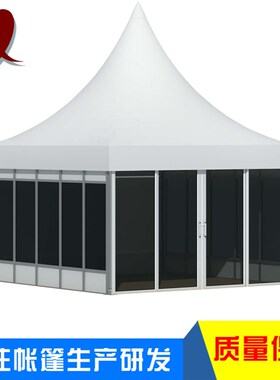 8x8m玻璃尖顶篷房 户外铝合金透明玻璃篷房 节日活动篷房欧式帐篷