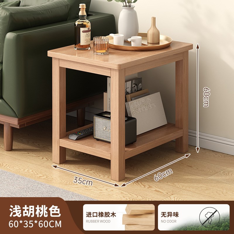 茶桌边几纯实木老式小木桌子阳台正方形小方桌家用客厅茶几小