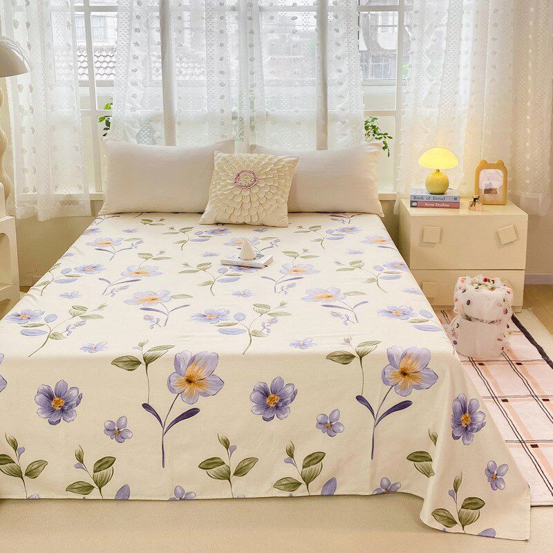 秋冬新款加厚磨毛单人床单小清新印花双人床单学生宿舍上下铺床单