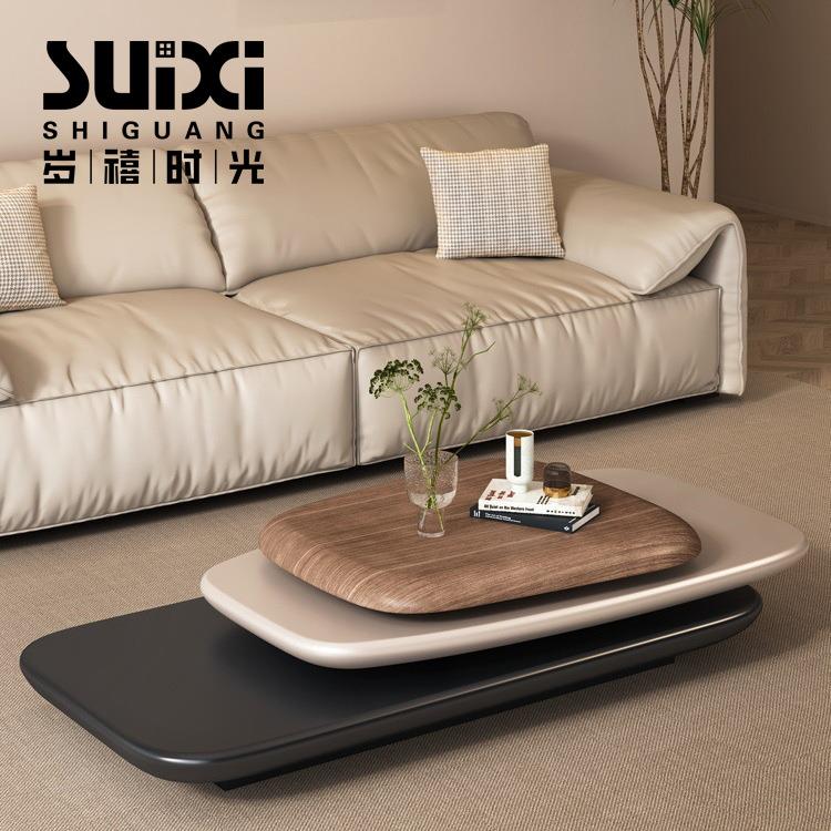 旋转茶几别墅意式极简意大利设计师创意悬浮大户型网红高级茶几