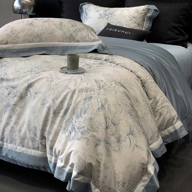 美式100支长绒棉四件套A类全棉纯棉数码印花被套罩床单床上用品4