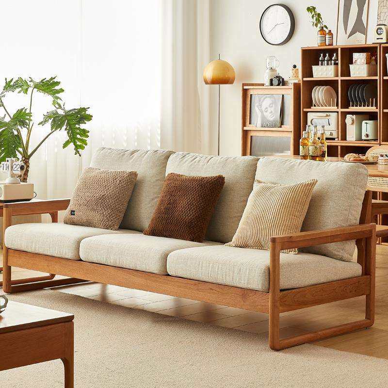 北欧全实木沙发小户型客厅樱桃木家具组合日式简约布艺沙发三人位,电子元器件市场,其它元器件,淘宝优惠券,粉丝福利购,淘宝优惠卷