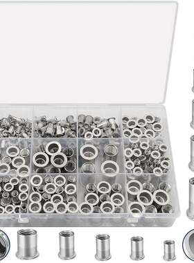 跨境300PCS盒装公制/英制304不锈钢螺纹平头拉铆螺母套件