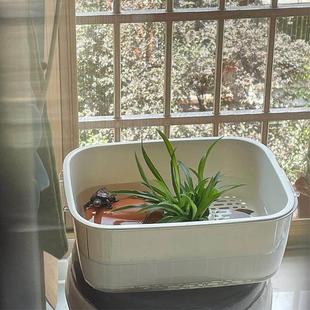 乌龟饲养缸盆沥水篮躲避屋家用桌面小型巴西龟晒台鱼缸换水方便