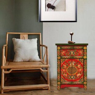 【大宅门出品】床头柜实木卧室收纳新中式储物柜电视边柜古典彩绘