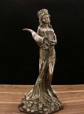 黄铜西洋人美女蜡台摆件 家居客厅供奉桌面装饰工艺品