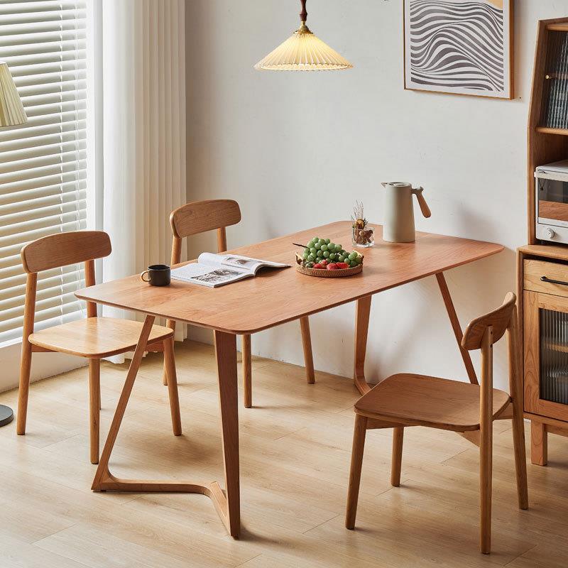 北欧全实木樱桃木餐桌椅组合现代简约型原木小户异形桌腿家用餐桌