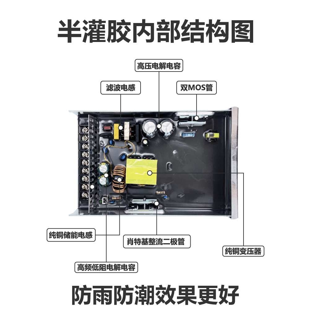 LED户外防雨电源盒400w12v24v发光字招牌广告灯箱牌匾直流变压器