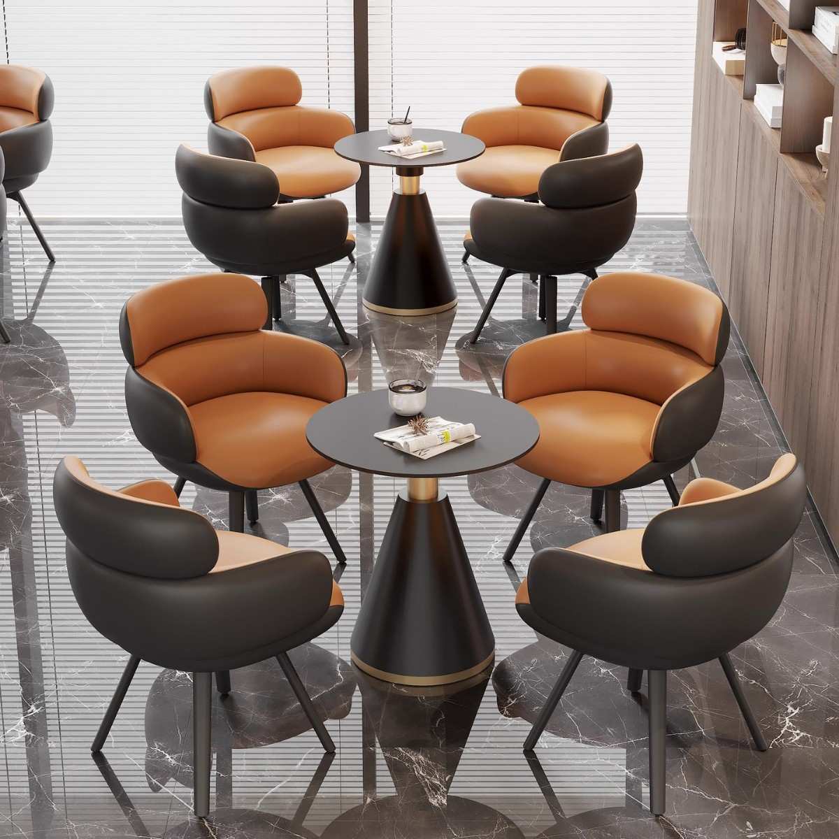 洽谈桌椅组合一桌四椅接待商务会客售楼处酒店大堂轻奢可旋转椅子