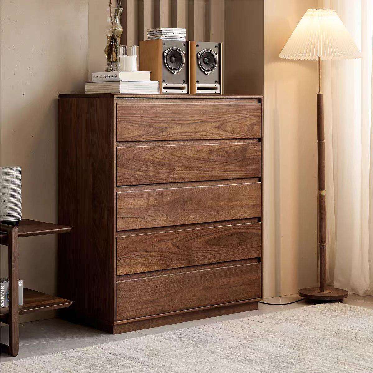 北美黑胡桃木斗柜六斗柜抽屉柜卧室储物柜餐厅餐边柜客厅靠墙斗柜