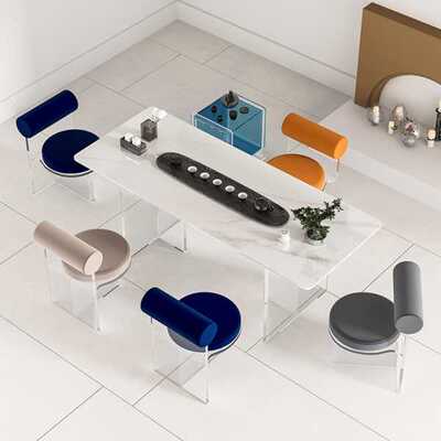 亚克力岩板茶桌轻奢透明家用茶桌椅网红悬浮端公室茶台长桌子