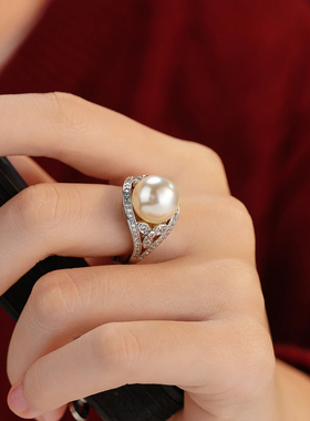 【雨后庄园】极光施家珠戒轻奢豪镶指环礼物精致