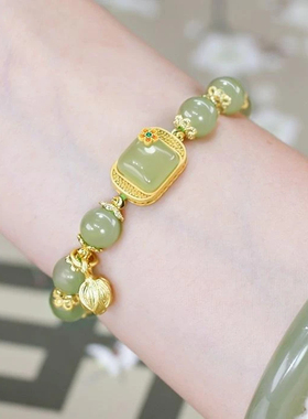 【平安送礼】步步生莲链方糖莲蓬手链高档中国风手链