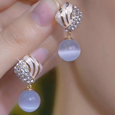 【轻奢专柜】2025年新款猫猫石耳环女气质百搭高级感法式耳钉