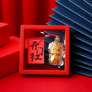 2025蛇年金箔Q版 保平安開門紅店慶紀念品 卡通媽祖吊墜掛件盒裝