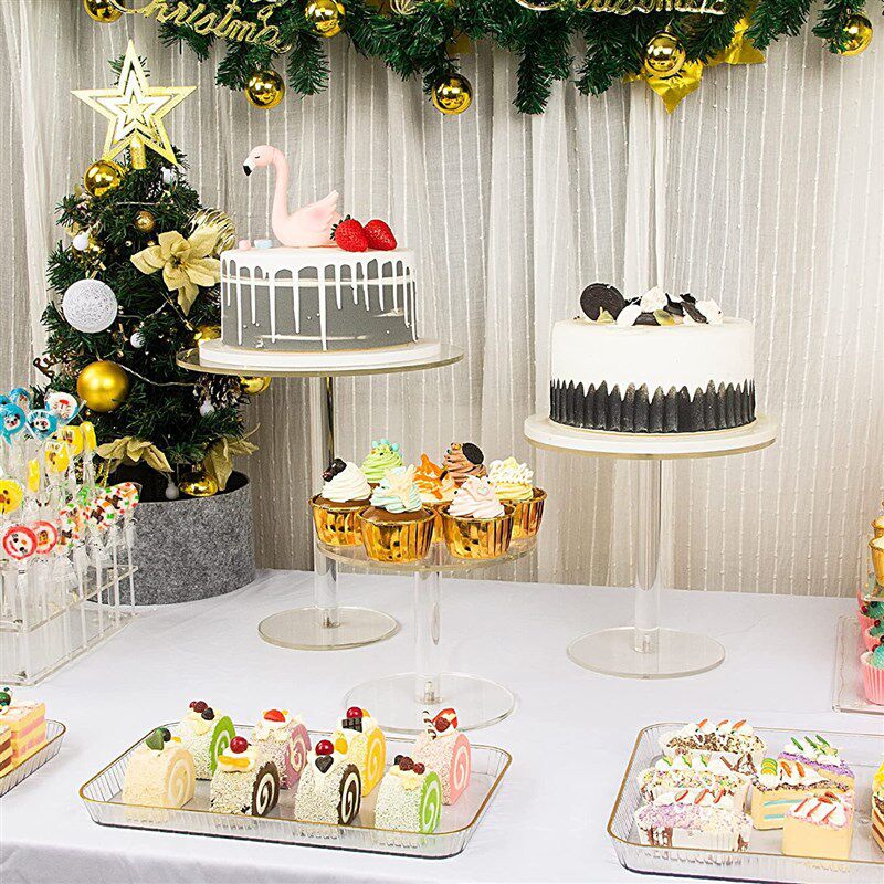 新款网红透明亚克力可拆卸三件套蛋糕托蛋糕展示架,菜品展示架。