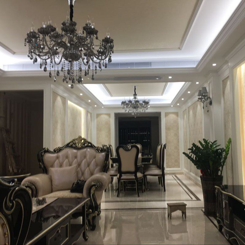 欧式客厅水晶吊灯卧室餐厅灯复古烟灰色大气别墅复式楼酒店工程灯