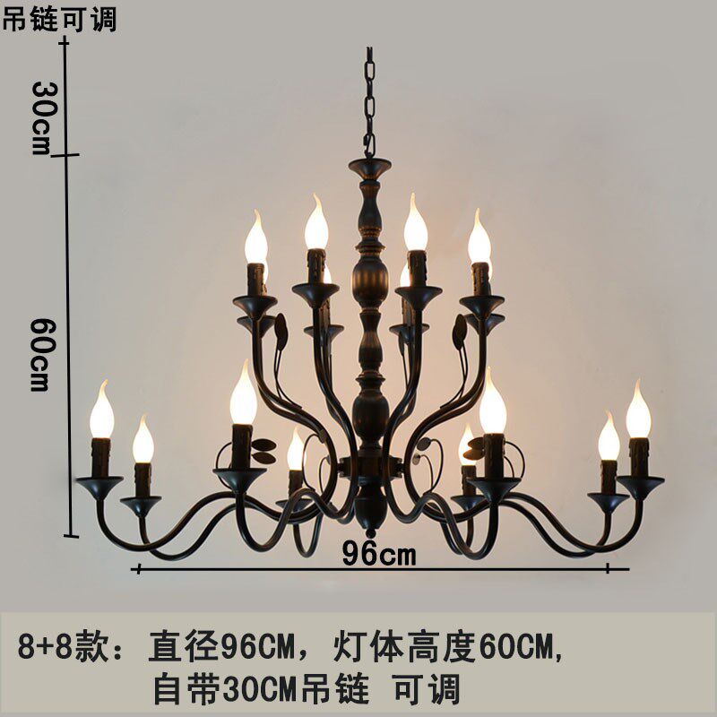 美式乡村客厅灯欧式铁艺吊灯卧室灯酒店民宿蜡烛餐厅灯卧室灯烛台