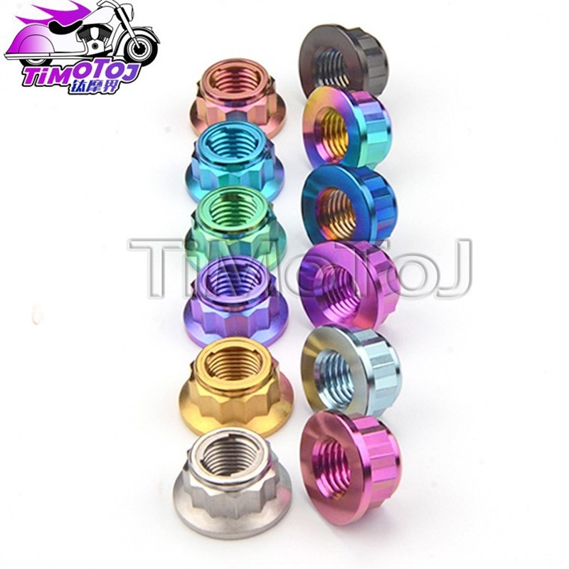 TMJ钛合金12角锁紧螺母M10X1.0 /M10X1.25 摩托车轮轴改装螺母