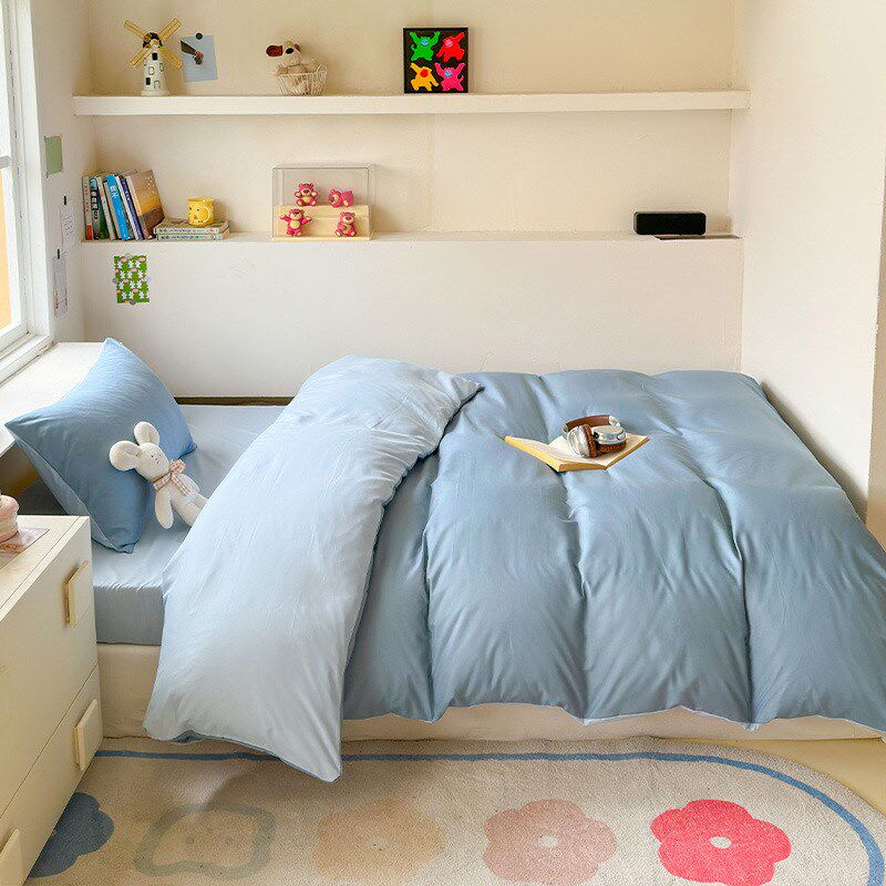 纯色简约学生宿舍六件套水洗棉舒适三件套学生宿舍单人床单被套罩