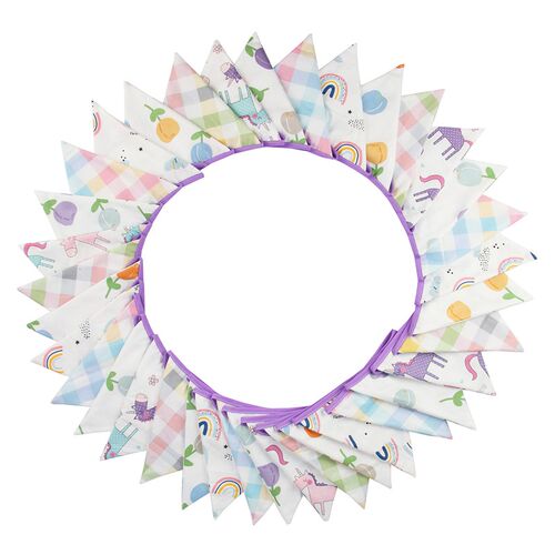 10米彩色花卉棉布三角串旗帐篷旗露营帐篷婚庆生日幼儿园布置挂旗