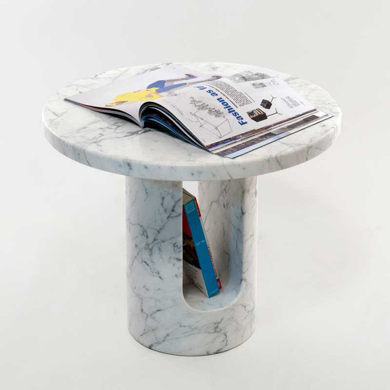 北欧天然大理石客厅沙发边几茶几角几简约现代创意小圆桌小户型