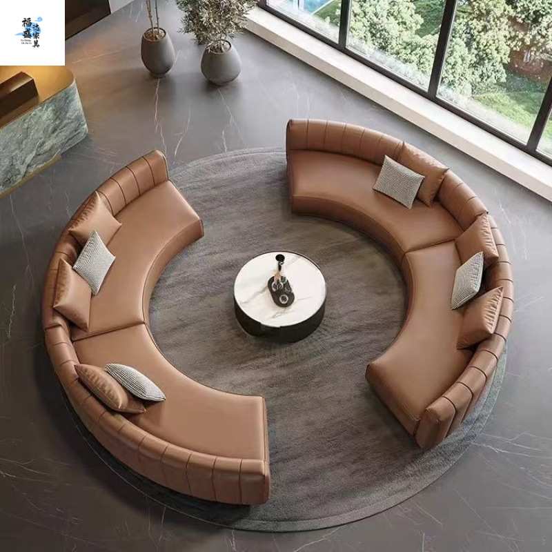 轻奢弧形沙发半圆形简约大气沙发高档商务沙发会客酒店大堂民宿