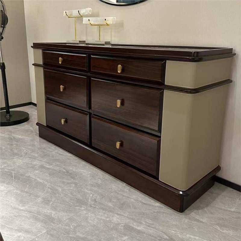 设计师款新中式餐厅家用实木餐边柜别墅大平层现代简约乌金木长桌