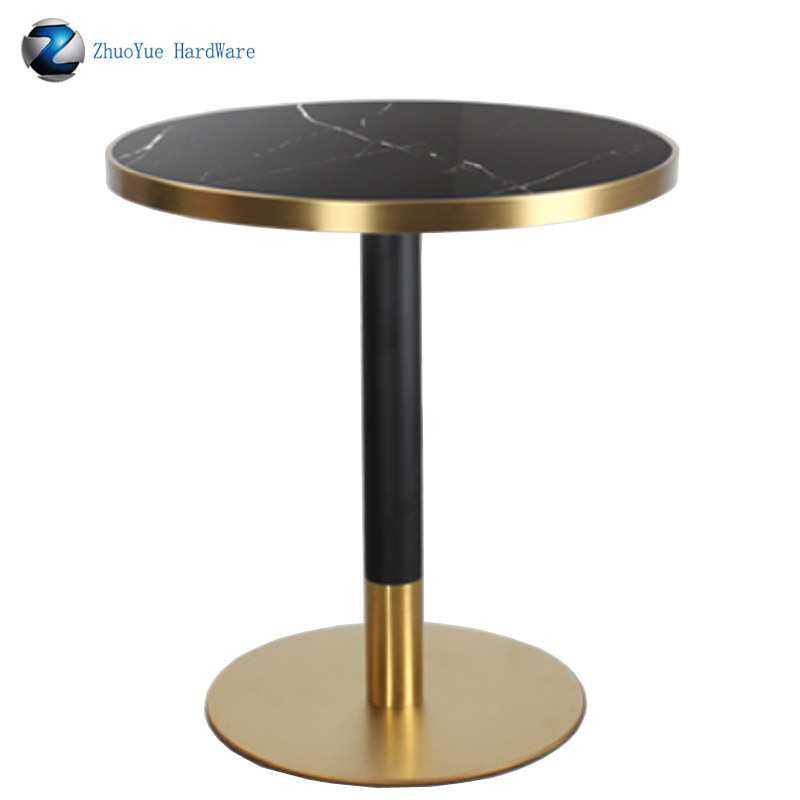 2025轻奢岩板大理石台面金属脚商用餐厅家具组合酒店咖啡厅洽谈桌