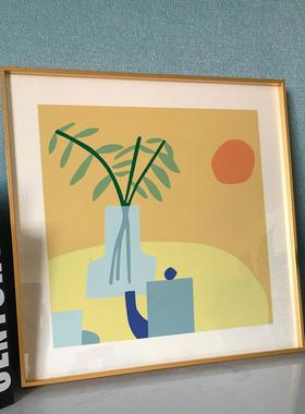 现代简约波普风植物手绘橙色小清新装饰画客厅小众挂画卧室摆画