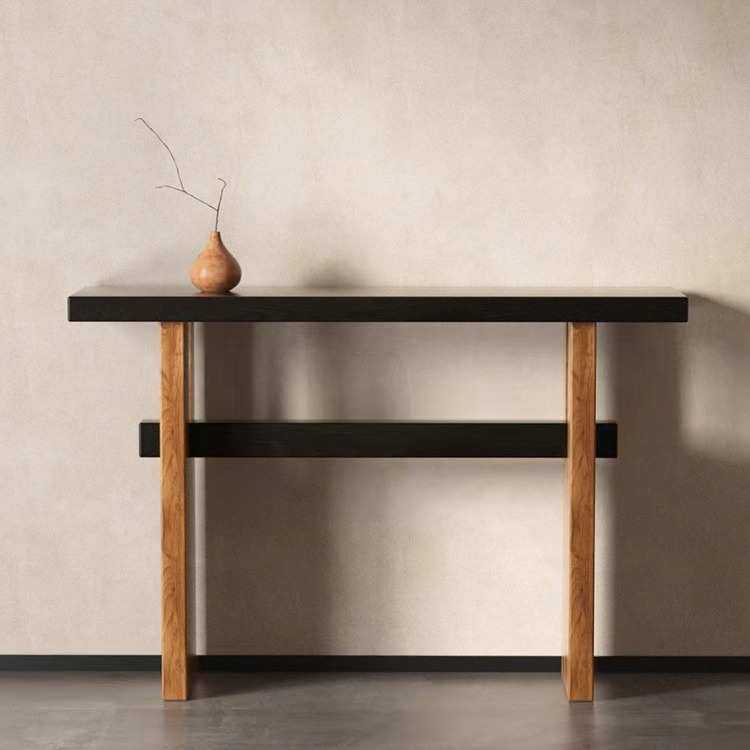 诧寂中古风玄关桌子 入户靠墙条案端景台客厅原木玄关台长条供桌