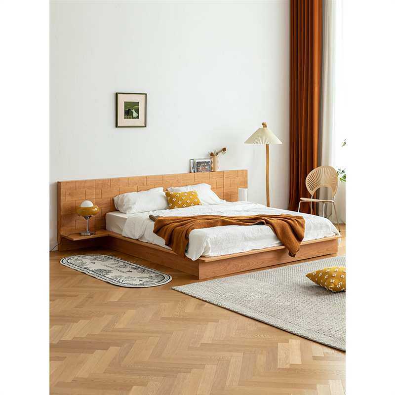 北欧现代樱桃木榻榻米床1. 8米主卧大床日式床头柜一体简约实木床,电子元器件市场,其它元器件,淘宝优惠券,粉丝福利购,淘宝优惠卷