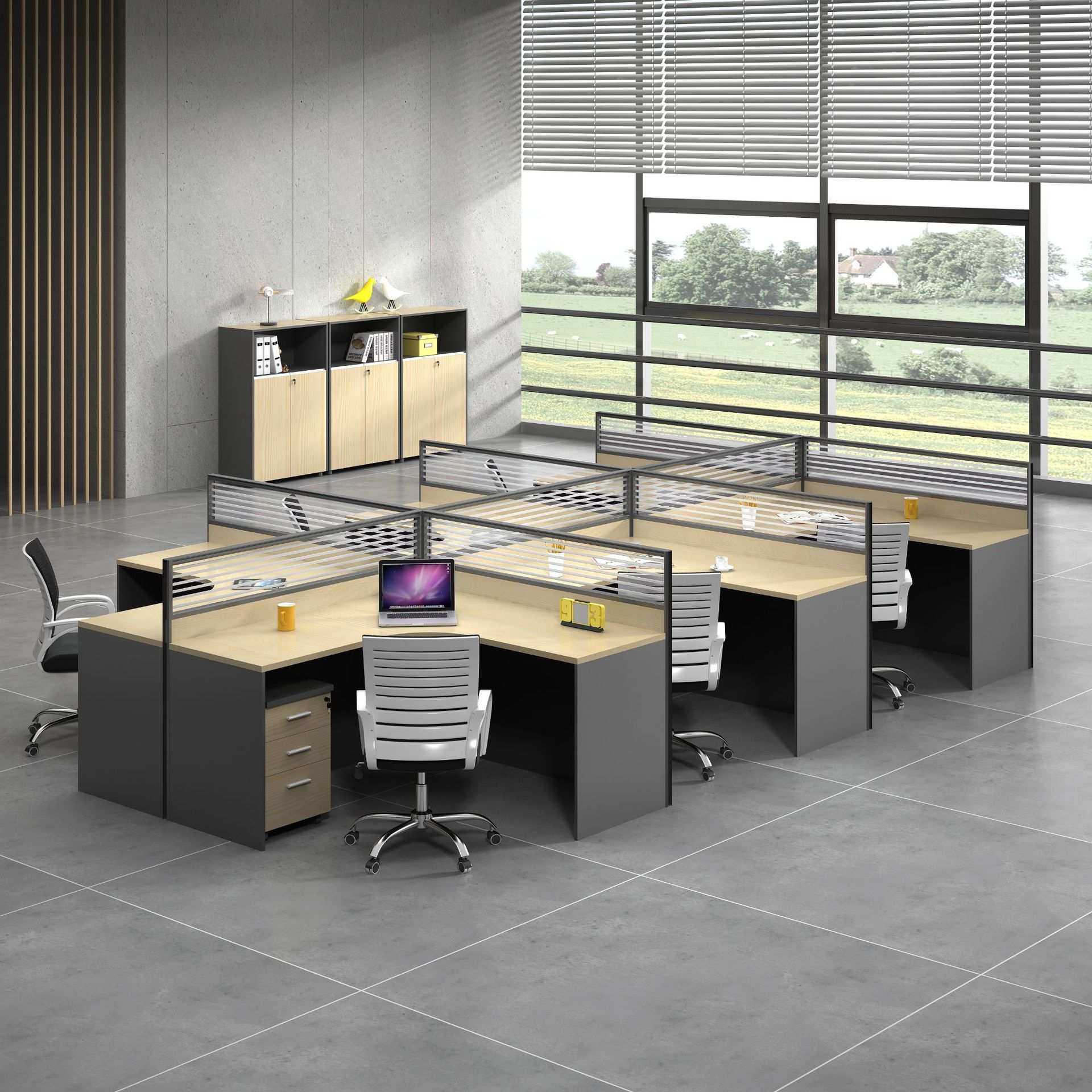 办公桌椅组合简约现代 2/4/6人位工位桌职员屏风桌员工桌办公家