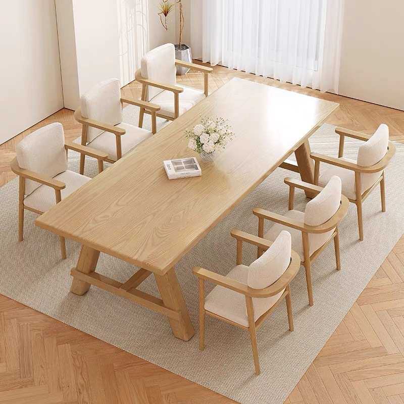 北欧实木餐桌椅长条桌凳餐桌大板桌子家用白蜡木小户型简约北欧风