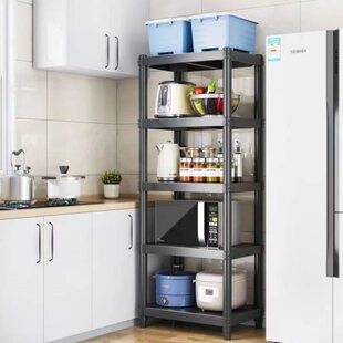 黑厨房置物架碳钢烤漆夹缝收纳架60x50cm45宽40落地多3层微波炉架