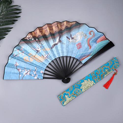 折扇男中国风绢布古典折叠舞蹈扇礼品定制10寸头青竹夏季随身扇子